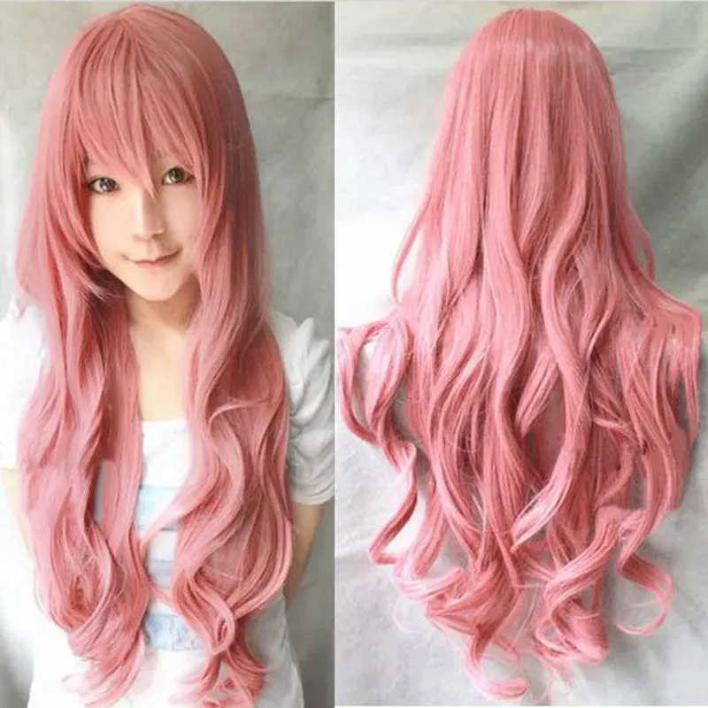 Lolita dreamlike long Pink Wavy Rhapsody lovely cosplay hair wig