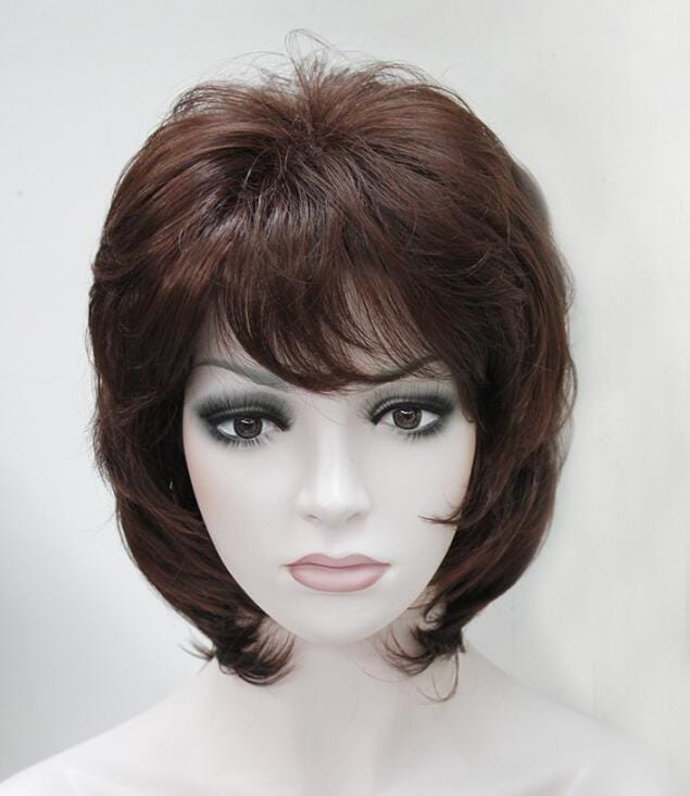 Women’s Wig Short Brown Red Curly Ladies Daily Hair Wigs