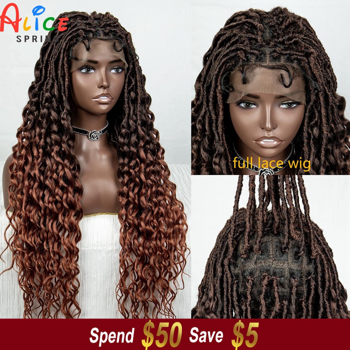 Full Lace Synthetic Braided Wig Crochet Hair for Black Women 28 Inches Water Wave Lace Frontal Braiding Wig with Baby Hair