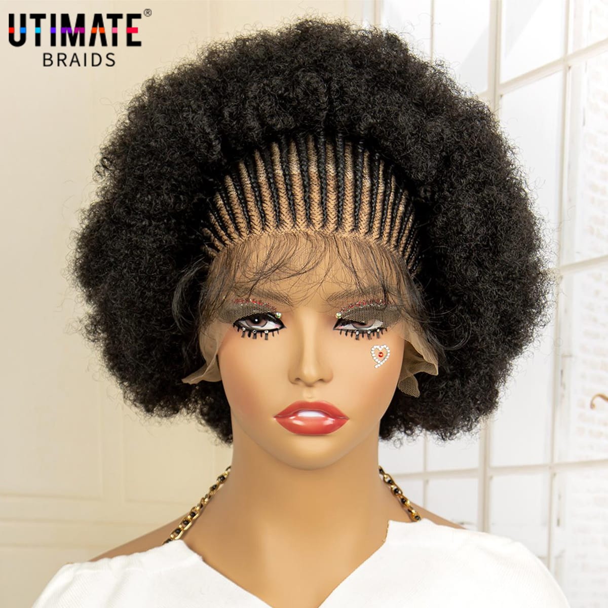 13x6 Lace Frontal Synthetic Cornrow Braiding Wig with Baby Hair for African Women Afro Kinky Curly Braided Wigs for Black Women