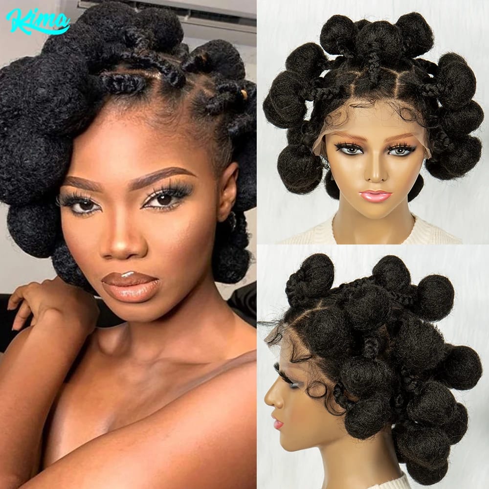 KIMA Bantu Knotless Braids Wig Synthetic Full Lace Braided Wig Buns Wig Full Lace With Baby Hair African Braiding Hair