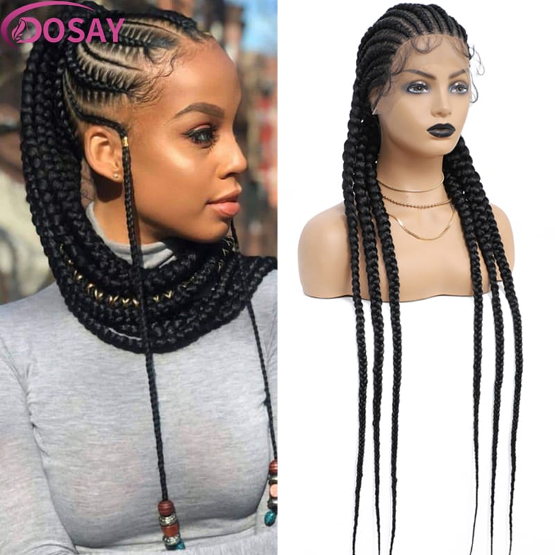 36 Inch Braided Full Lace Front Wigs Synthetic Lace Frontal Wig for Braiding Cornrow Knotless Durable Braids Wig with Baby Hairs