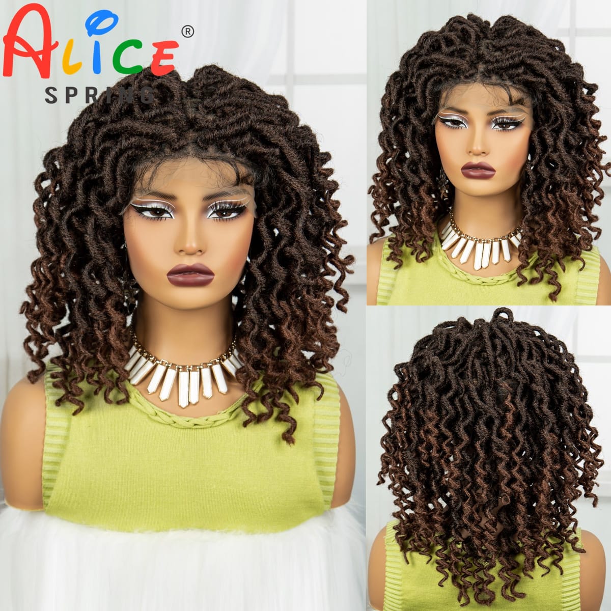 Full Lace Dreadlocks Braided Wigs 18inch 1B-30 Transparent Lace Front Faux Locs Crochet Braids Wig with Baby Hair For Black Wome