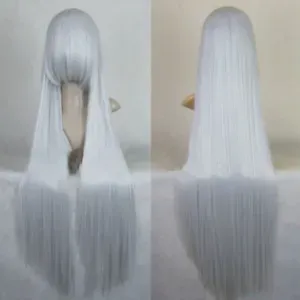 100cm Supper Long Grey Cosplay Wigs Dress Party Costume Wig Straight Hair