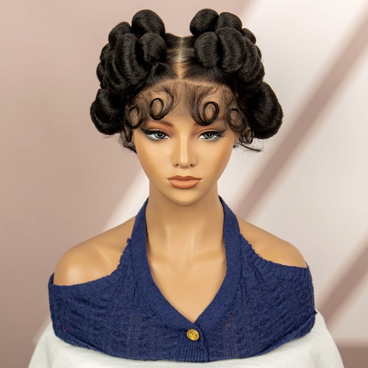 6 Inches Short Synthetic Braided Wigs with Baby Hair Bantu Braids Wig for Black Women Crochet Braids Natural Color Wigs