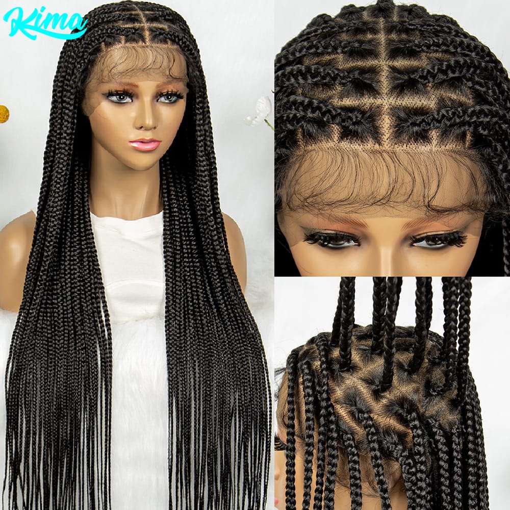 Kima 36 inch Cornrow Braided Wig Full Lace Wigs Synthetic Stitch Braiding with Baby Hair for Black Women