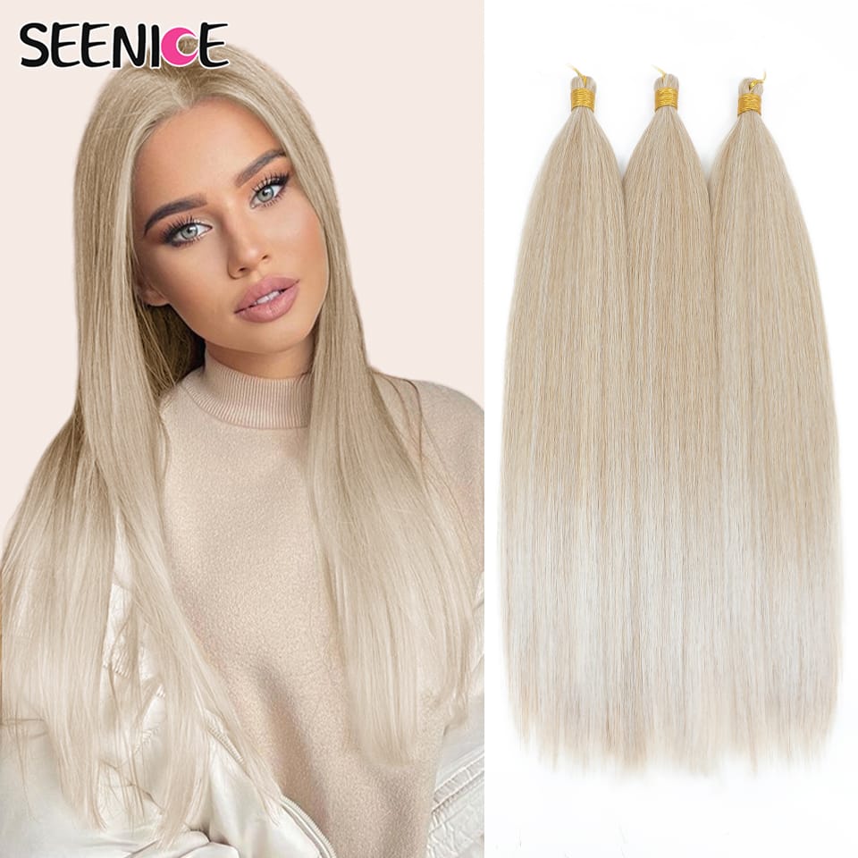 Ariel Straight Pony Hair 22" Bundles Crochet Braids Synthetic Ariel Straight Braiding Hair Ombre Blonde Crochet Hair Extensions