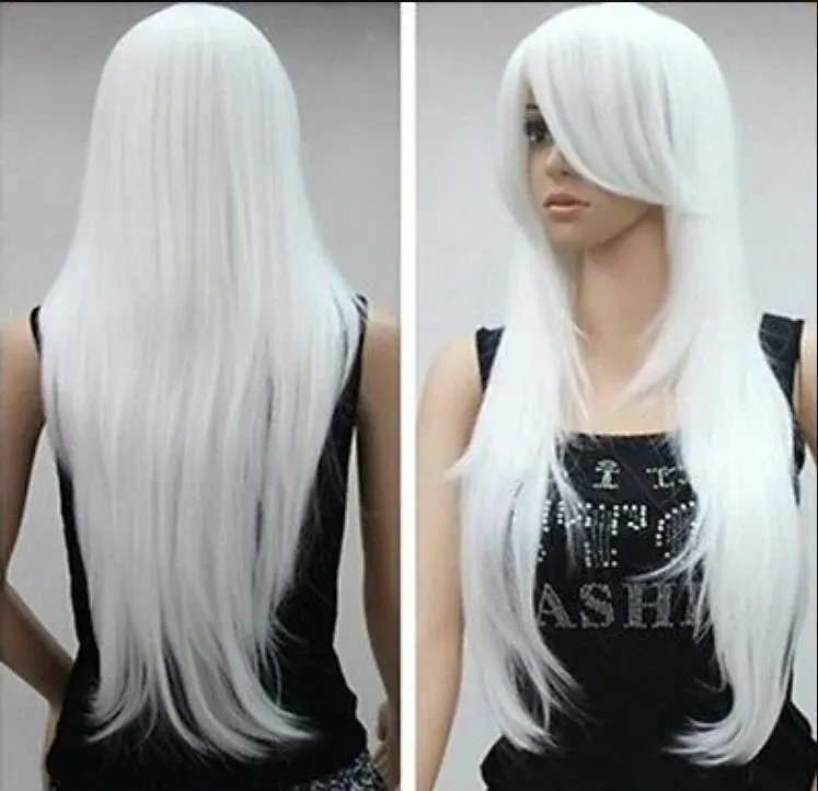 charming long white Wavy  lady's Cosplay hair Wig For Women’s Christmas Halloween Costume Party Wigs