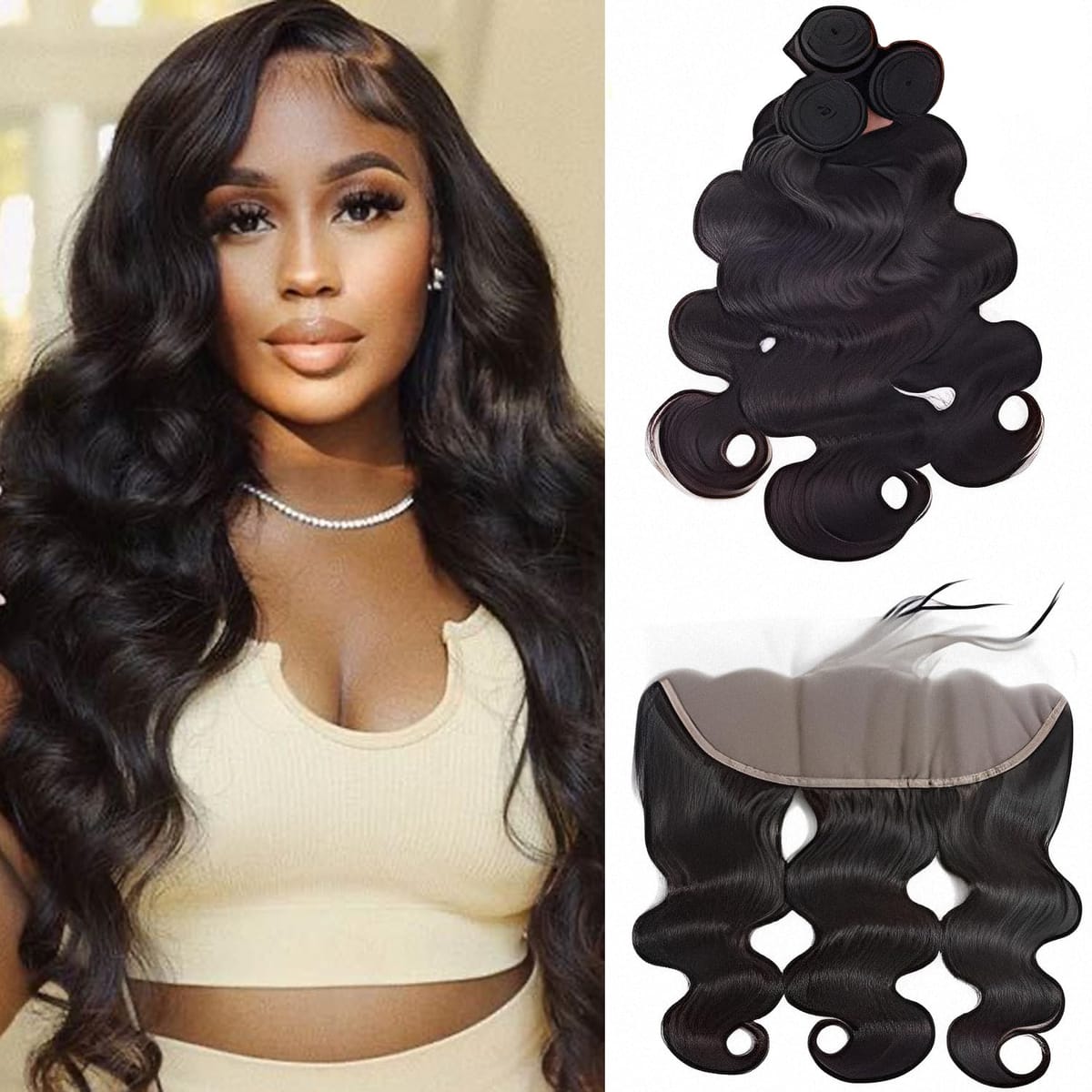 Body Wave Bundles Human Hair With Frontal 13x4 HD Transparent Lace Frontal 100% Natural Human Hair Extension Brazilian Real Hair