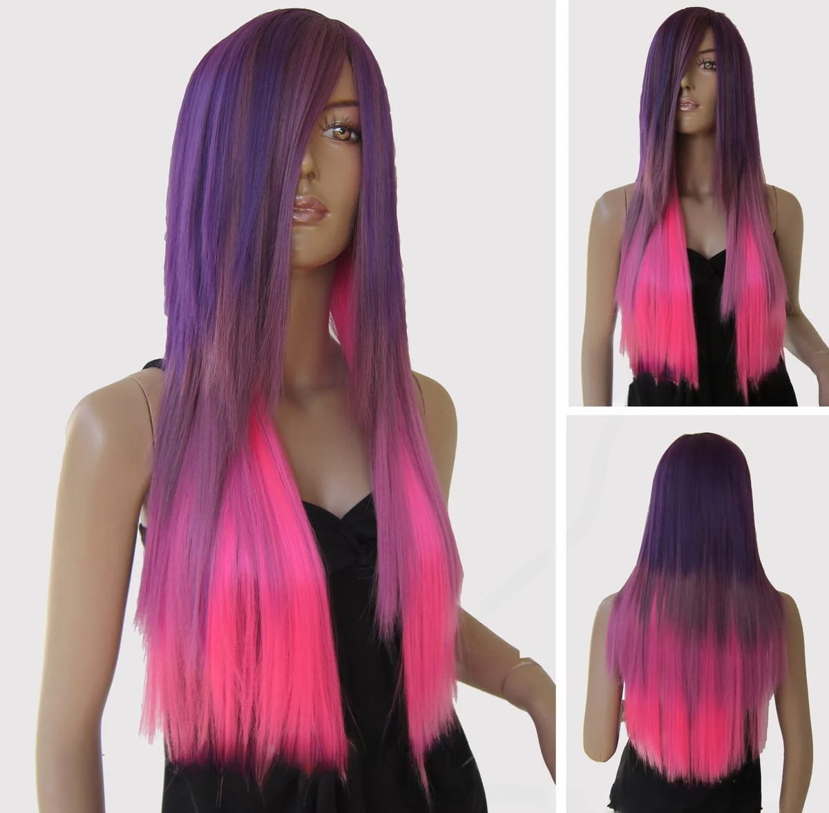 70cm Long Heat resistant Multi-color Pink Straight Cosplay Hair Wig For Women’s Christmas Halloween Costume Party Wigs
