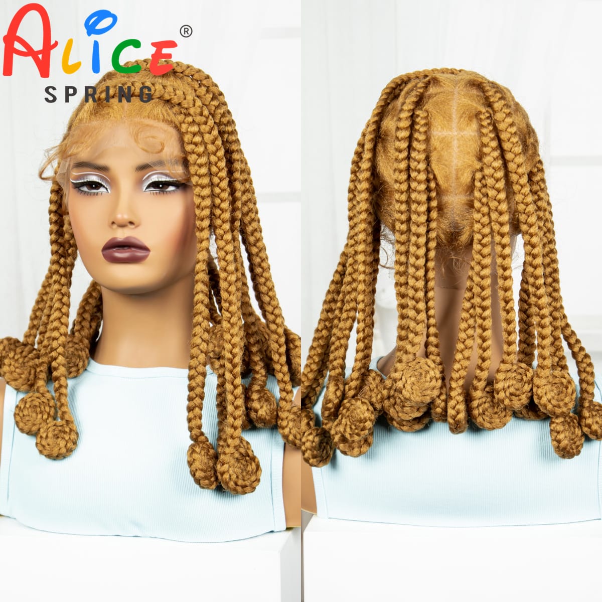 Ombre 14 Inch Synthetic Bantu Braided Wigs Transparent Full Lace Hair Wigs Knotless Box Braids with Baby Hair for Black Women