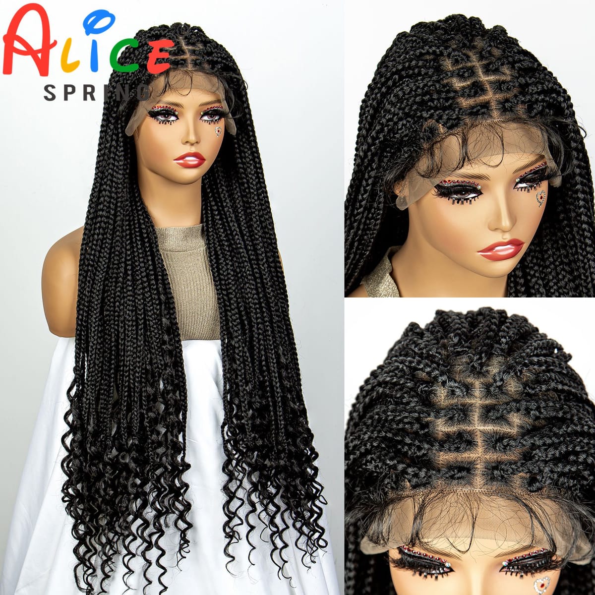 36 Inch Deep Wave Synthetic Lace Front Braided Wig with Baby Hair Dreadlocks Natural Hair Synthetic Braided Wigs for Black Women