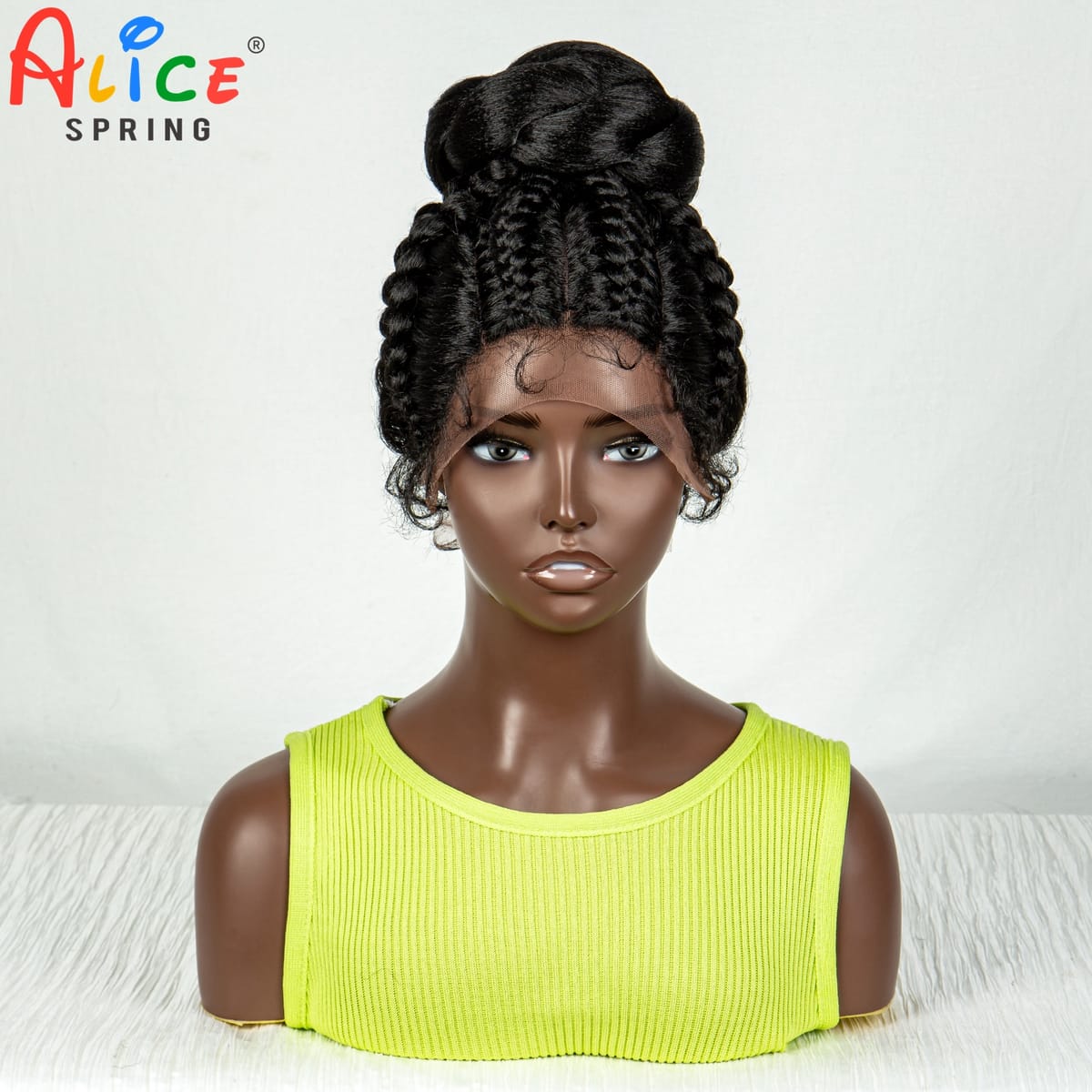 Synthetic Bun Updo Braided Wigs Knotless Box Lace Front Wig for Women Cornrow Ponytail Lace Braiding Hair Wig with Baby Hair