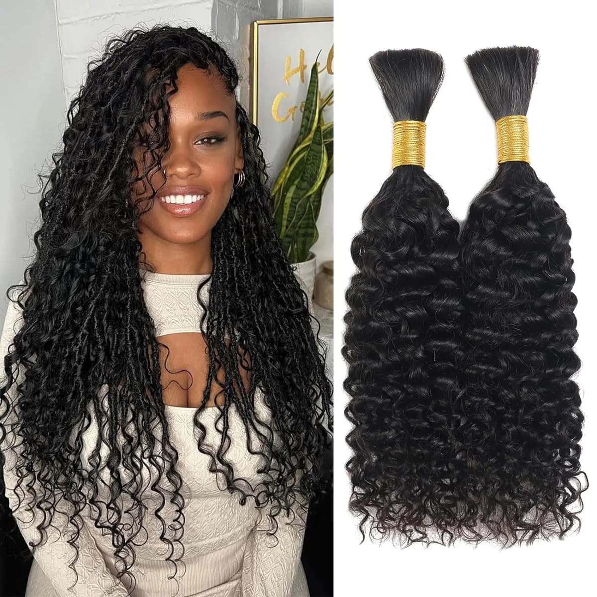 Human Braiding Hair Deep Wave Bulk Human Hair 100g No Weft Human Hair Bundles Micro Human Braiding Hair for Boho Braids