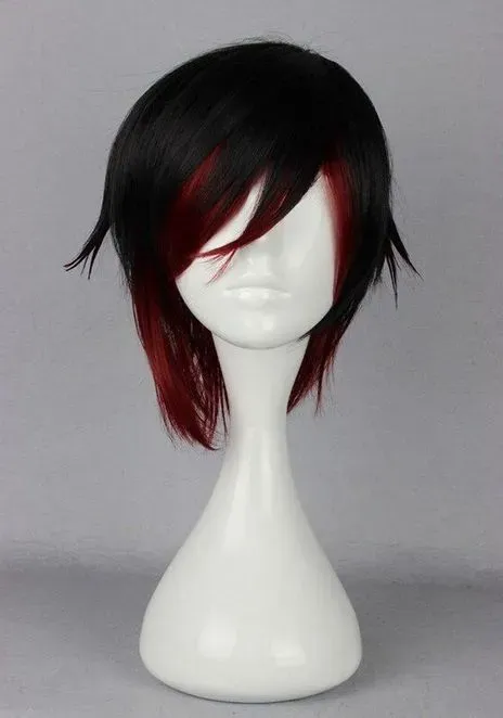 Fashion short Black and Red RWBY Anime Show Party Hair Anime Wig Quality Fashion Picture wig