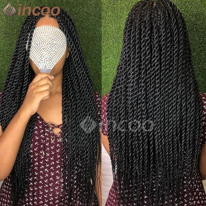 Synthetic Full Lace Front Senegalese Knotless Box Braided Wigs For Black Women Lace Frontal Twist Braiding Hair Wig Braids Wig