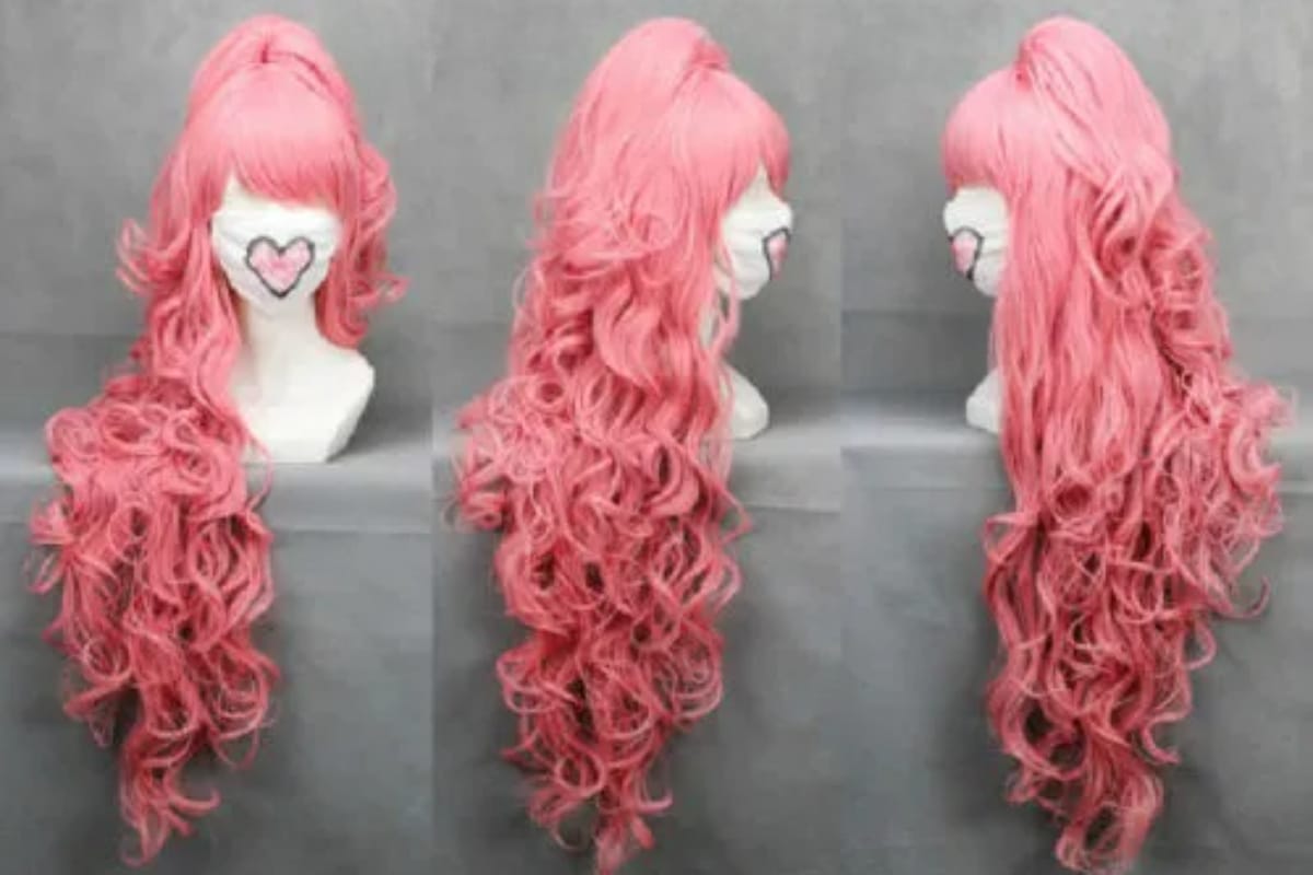 Long Fashion Party Women Girl Cosplay Vocaloid Luka Pink Hair Curly Wigs