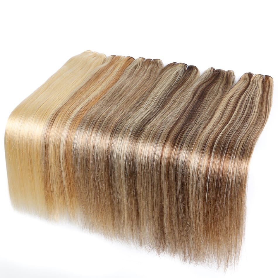 BHF Highlight Straight Human Hair Bundles Ombre Honey Blonde Remy Human Hair Weft Brazilian Brown Hair Extensions 30 Inch
