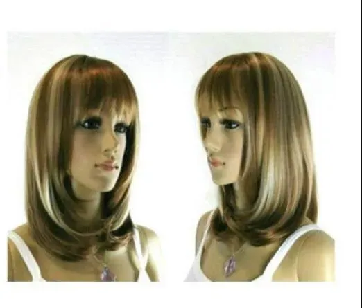 New Cosplay Mixed Blonde Brown Straight Women's Hair Wigs