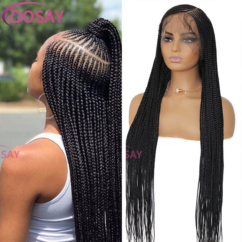 Knotless Synthetic Braided Wigs 36 Inch Full Lace can Side Part Braid Wig Lace Frontal Wigs Pre-plucked Baby Hair New Arrival