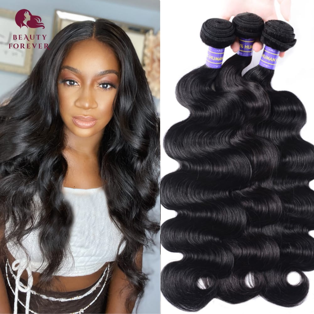 Beautyforever Human Hair Bundles Brazilian Body Wave Human Hair 3 Bundles Straight Virgin Human Hair Weave Raw Hair Extensions