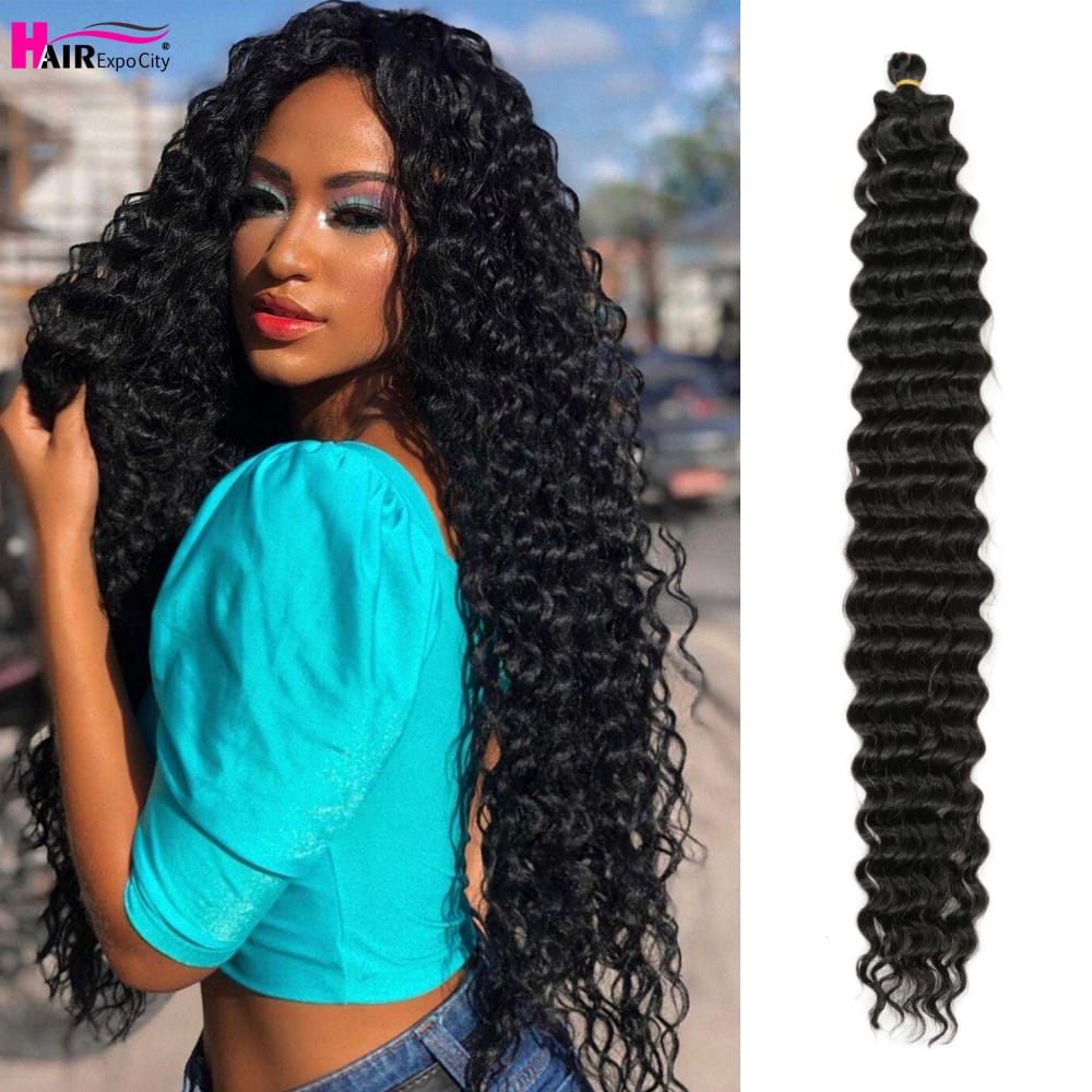 22-28 Inch Freetress Deep Twist Crochet Hair Natural Synthetic Braids Hair Ombre Crochet Braiding Hair Extensions Hair Expo City