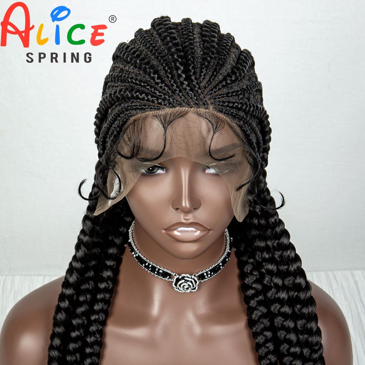 36Inch Cornrow Braided Wigs Synthetic Tansparent Full Lace Braids Wig with Baby Hair for Black Women Lace Front Braiding Hair