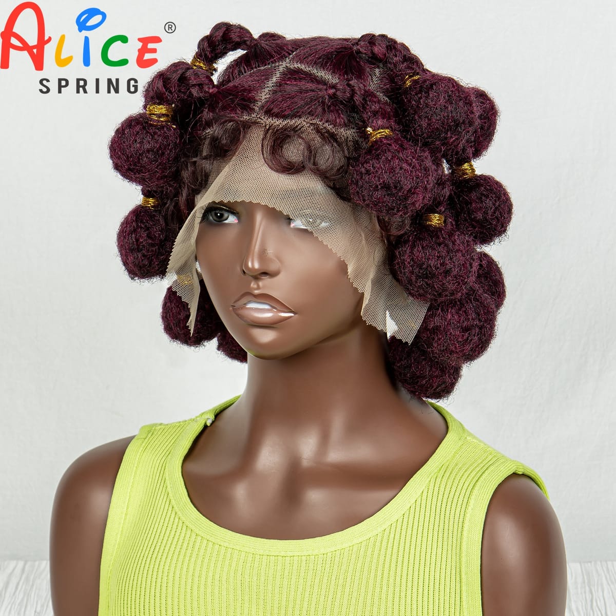 Burgundy 99J Synthetic Full Lace Handmade Bantu Braided Wigs with Baby Hair For Black Women Transparent Braiding Hair Wigs