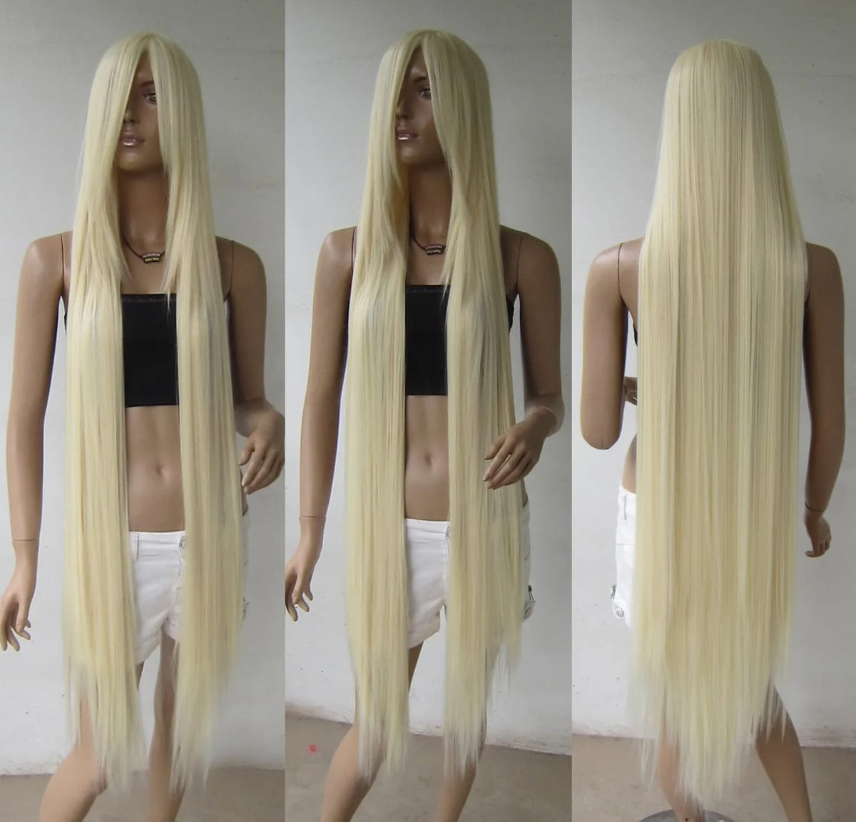 Wholesale free shipping 51'' Long Bang Blonde Straight Cosplay Hair Wig 613#