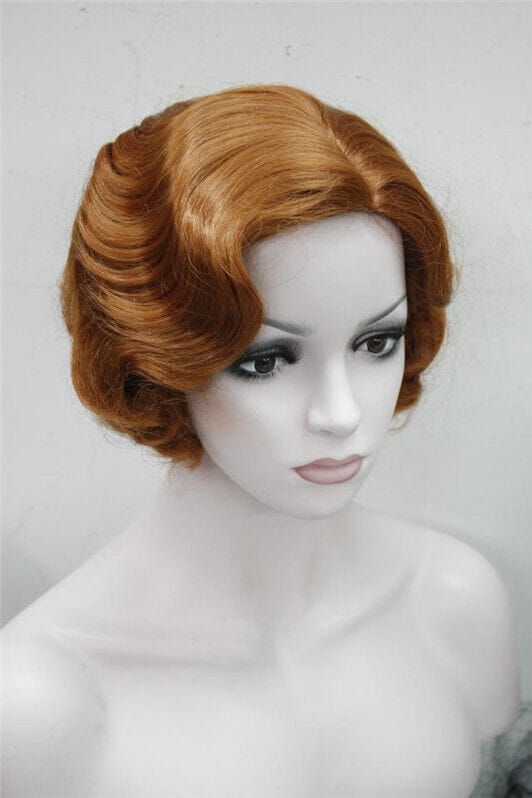 New Women’s Wig Brown Red Short Finger Wave Ladies Daily Hair Wigs