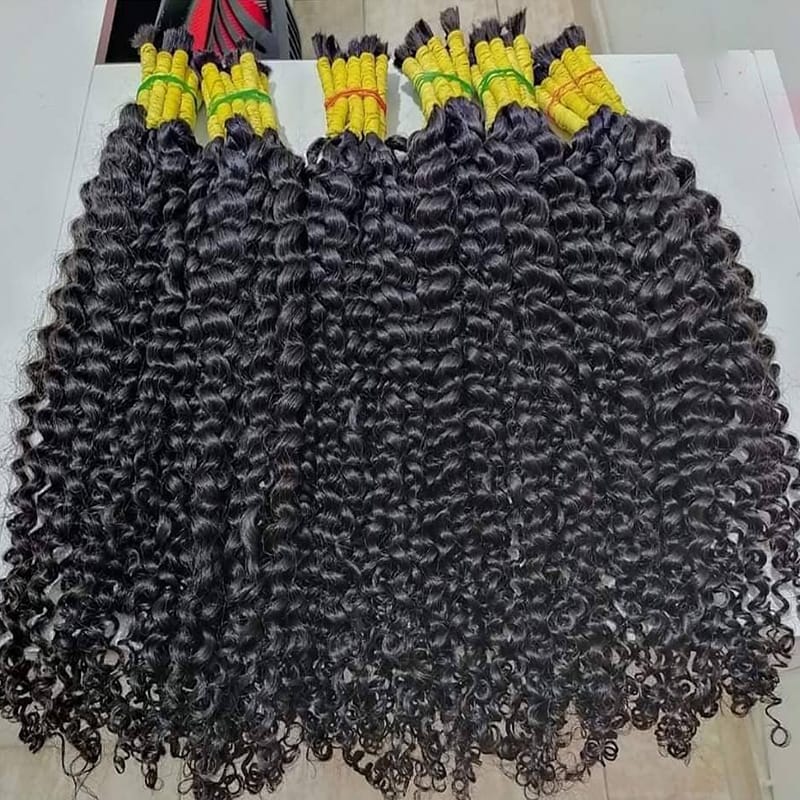 Curly Deep Wave Unprocessed Human Braiding Hair No Weft Hair Extension Virgin Hair 10A Remy Hair Bulk Natual Color