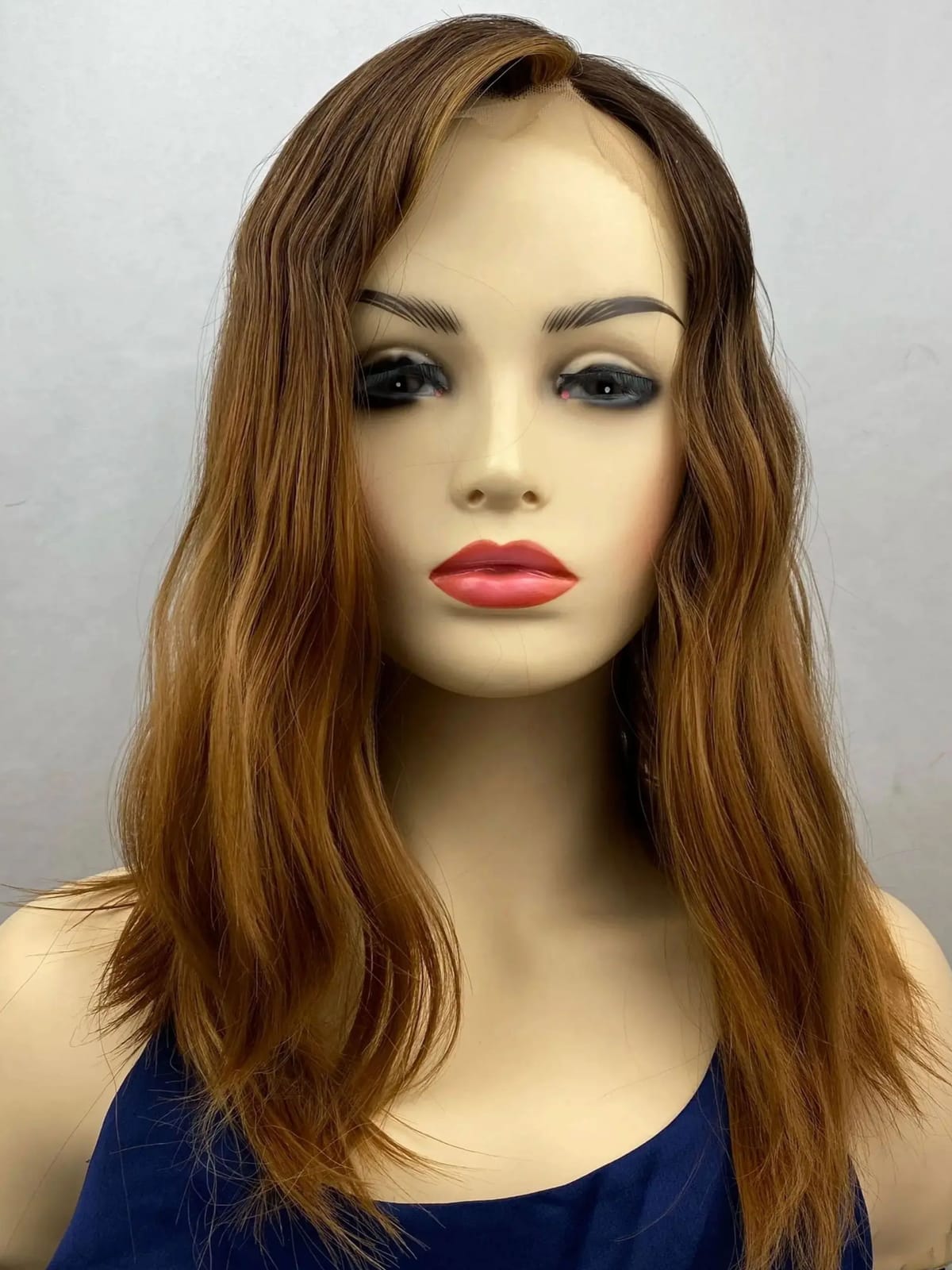 Short Natural Brown Wavy Transparent Lace  Synthetic Hair  with Bangs  Wavy Female Wigs