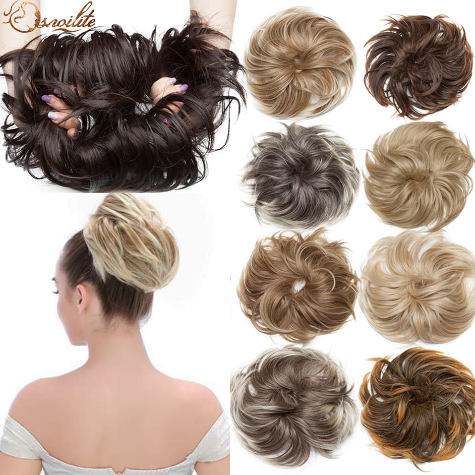 S-noilite Synthetic Fluffy Chignon Hairpiece Tousled Messy Bun Hair Elastic Band Updo Chignon Hair Hairpiece For Women 85g