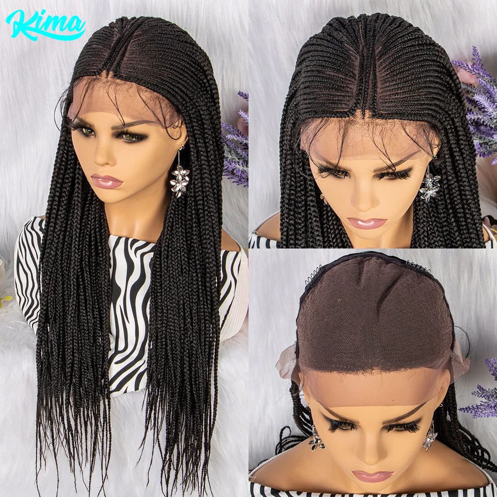 Braiding Hair Wig 30 Inches Braided Wigs For Black Women Ombre Long Synthetic Lace Front Box Braided Wigs Daily Use