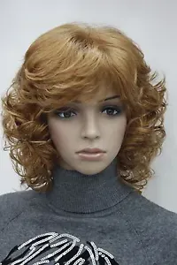 New elegant reddish strawberry blonde 14" women's curly wevy synthetic hair wig