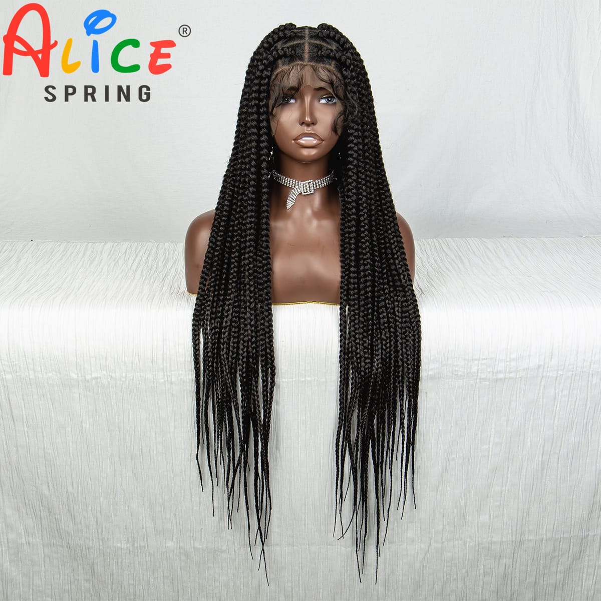 Full Lace Synthetic Braided Wigs 34 Inches Crochet Braid Lace Front Wigs Knotless Box Braids Wigs with Baby Hair for Black Women