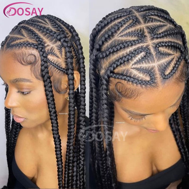 Synthetic Heart Shaped Knotless Full Lace Wig Braided Wigs Crochet Box Wig Braid 36 Inches Braiding Hair Knotless Box Braids Wig