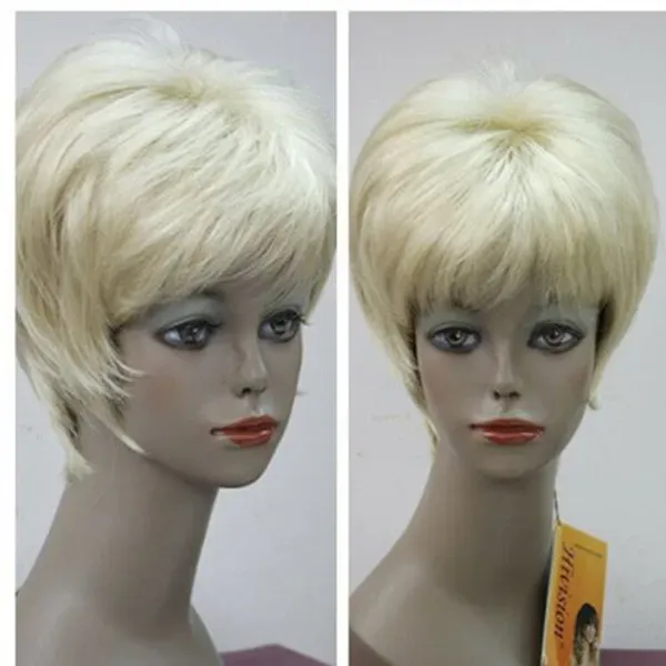Popular Short Golden Blonde Straight Ladies Hair Wigs