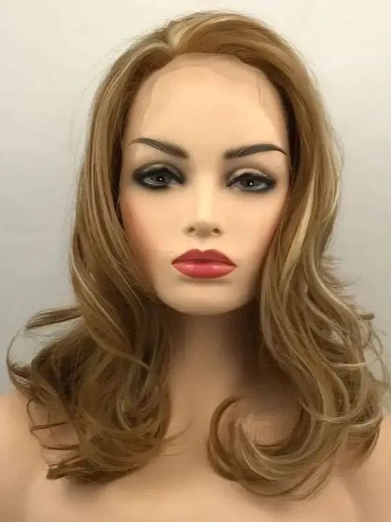 Short Brown Wave Transparent Lace Women Natural Brown Lace Daily Synthetic Fake Hair Heat Resistant Fiber