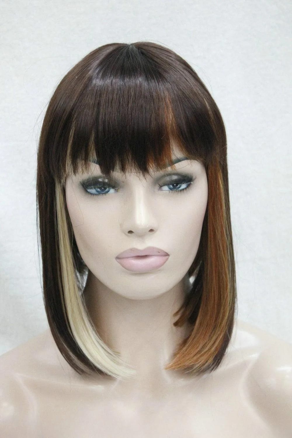 charming beautiful new Hot sell Best Excellent Dark Auburn Mix Straight Bangs Women Ladies Daily Hair wig