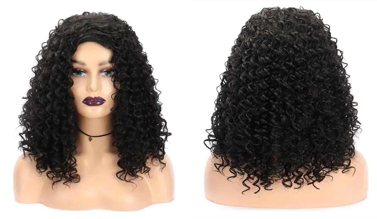 15" Women's Sexy long black Kinky Curly Wavy Party hair wigs