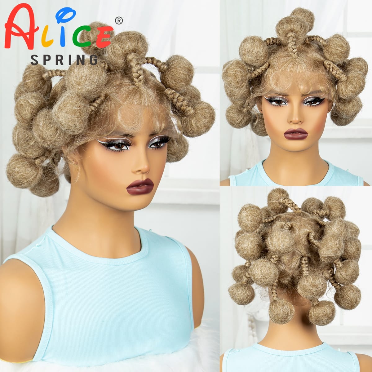 Full Lace Bantu Braided Wigs Synthetic Lace Front Kontless Box Braiding Hair Wig Short Cute Handmade Braided Lace Wigs for Women