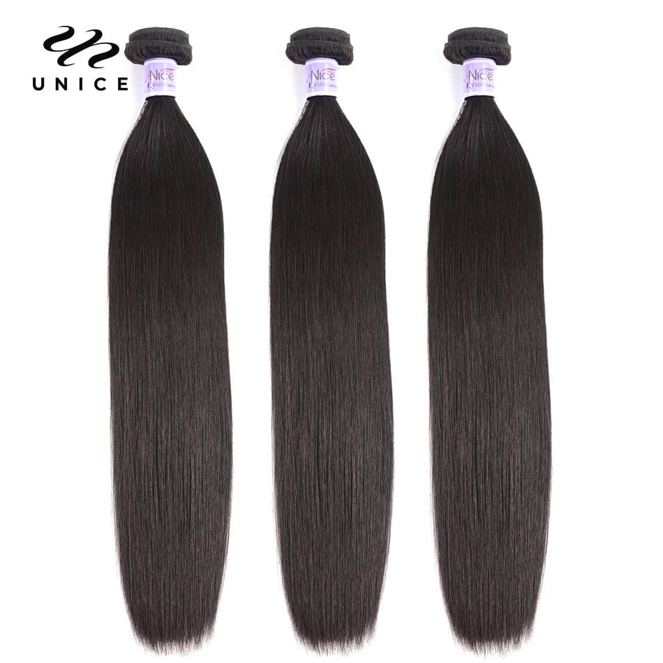 UNice Hair Kysiss Series Malaysian Straight Hair Weave Bundles Human Hair 3  Bundles 8-30 inches Natural Color Virgin Hair