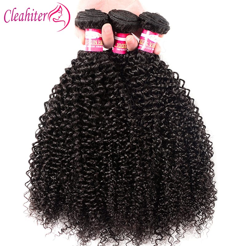 Peruvian Kinky Curly Human Hair Bundles Extensions 50g Hair Natural Color Double Weft 1/3/5/7Pcs Set Full End 8-20 Inch