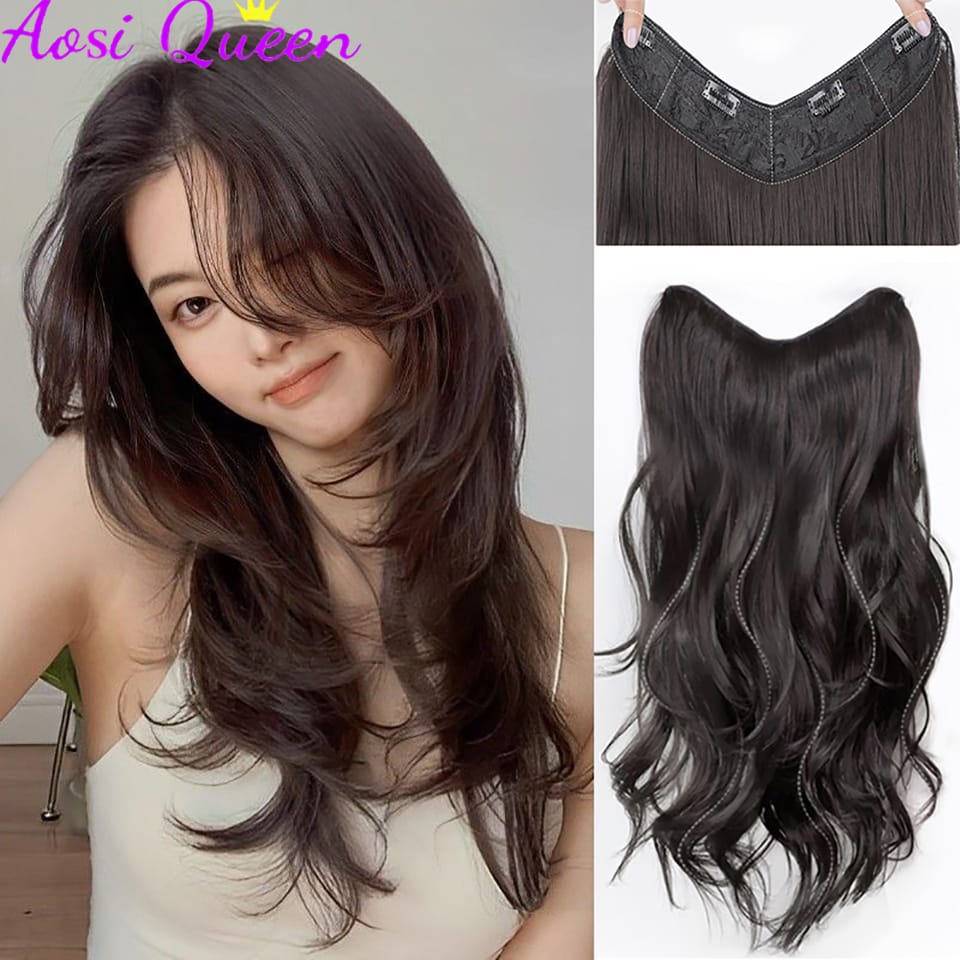 AOSI Synthetic Wig Women's One-piece French Curl Invisible Seamless Curling Piece To Increase Hair Volume Curly Hair Extensions