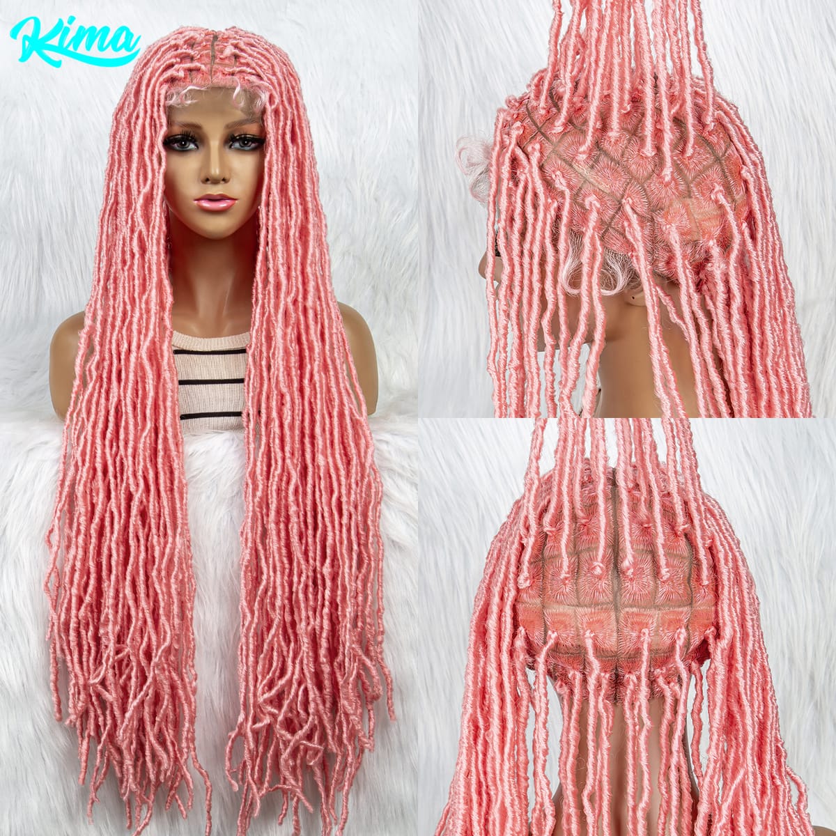Pink Blue Full Lace Braided Wigs Synthetic Lace Front Wig Braid African With Baby Hair Braids Butterfly Locs Dreadlocks Wigs
