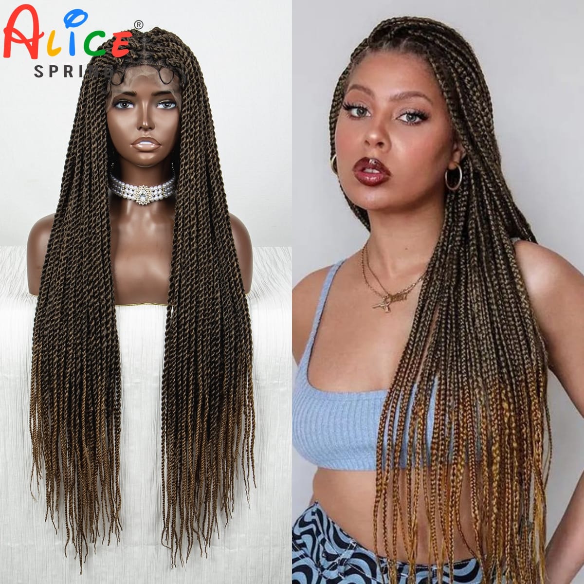 40 Inches Long Straight Synthetic Full Lace Braided Wigs Crochet Braiding Wig with Baby Hair for Black Women Colored Braded Wigs
