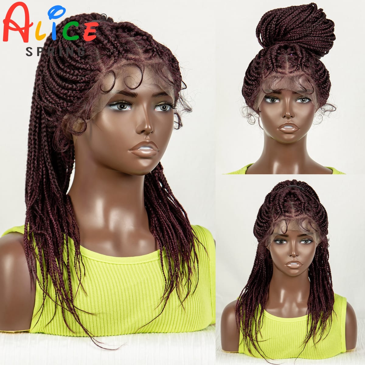 613 Blonde High Ponytail Braided Wigs Synthetic Lace Front Braided Wig for Women Knotless Box Cornrow Twist Braiding Hair Wig