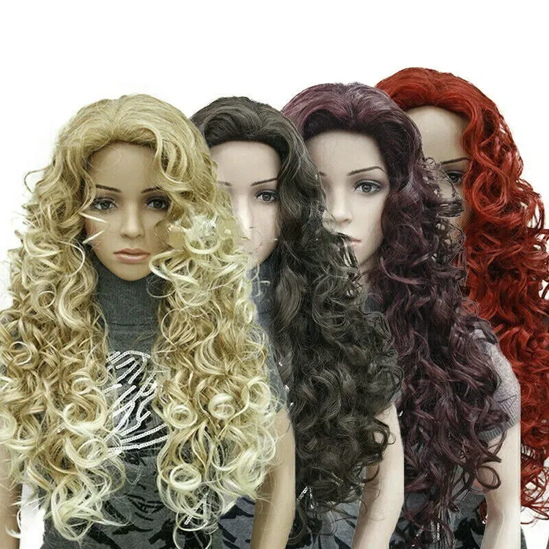 9Colour Ladies Fashion Wig Charm Women's Wig Long Blonde Black Curly Natural Hair Wigs