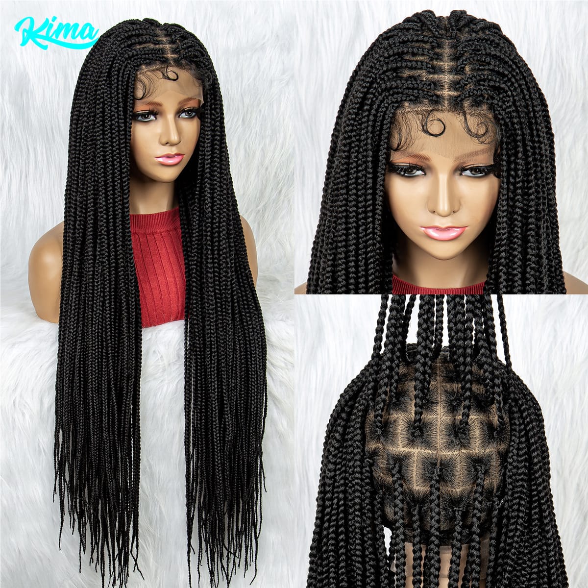 Synthetic Full Lace Wig Braided Wigs For Black Women 34 Inches Braiding Hair Knotless Box Cornrow Braids Wigs